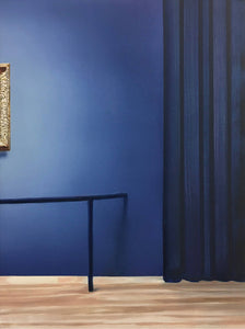 Closer to Vermeer: blue curtain with velvet rope